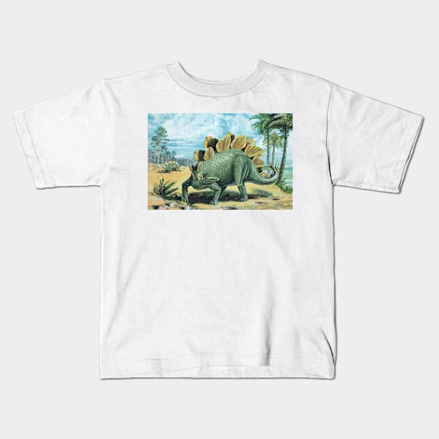 Stegosaurus Kids T-Shirt by davidroland